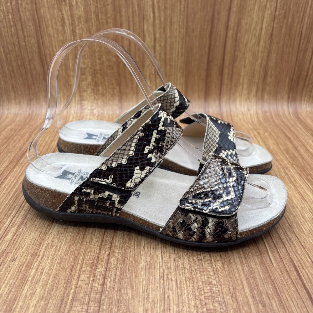 Mephisto Slide Sandals Womens 36 Snakeskin Leather Air-Relax 3A8170591
